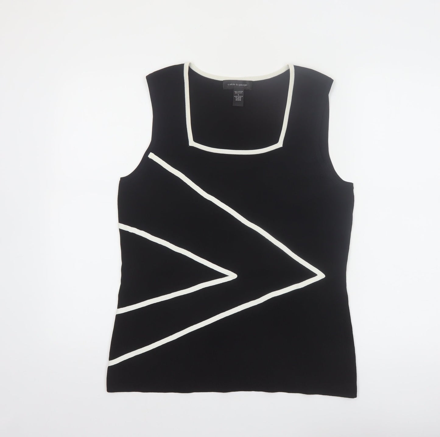 Cable & Gauge Women's Black Geometric Sleeveless Knit Tank Top Size L