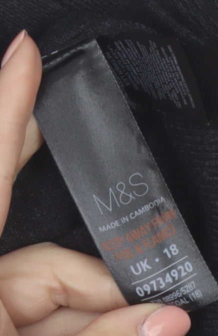 Marks and Spencer Women's Black V-Neck Long Sleeve Cardigan UK 18