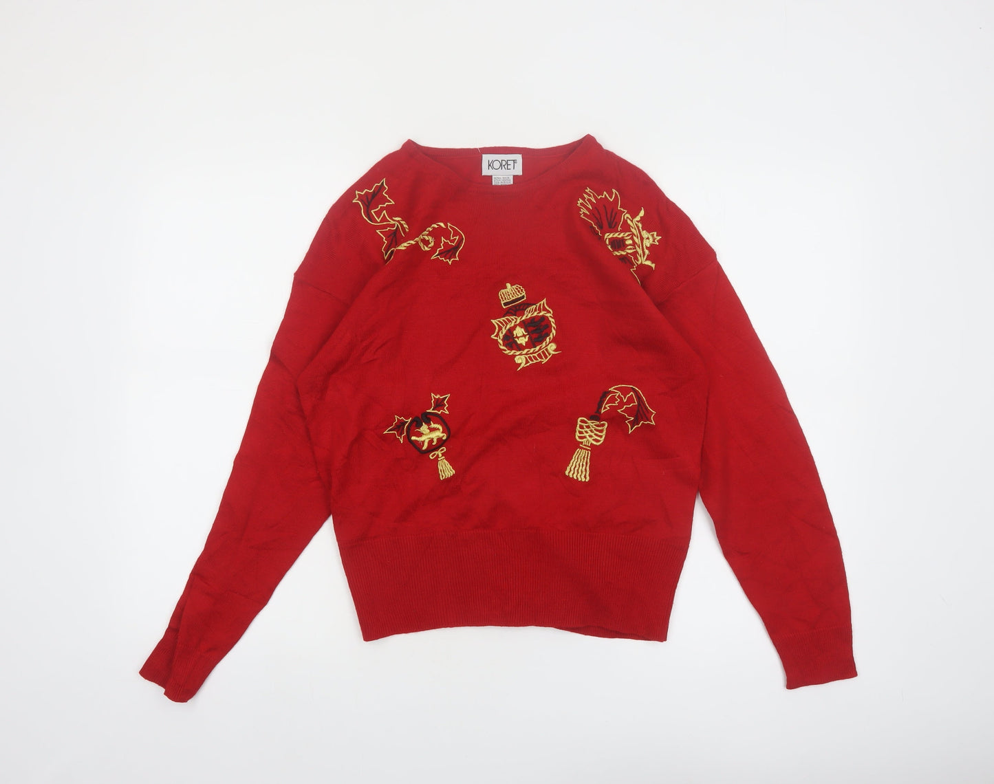 Koret Womens Red Embroidered Christmas Wool Blend Jumper M