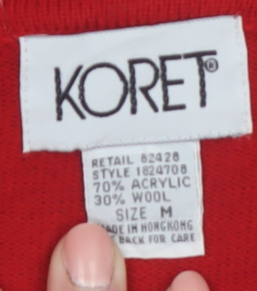 Koret Womens Red Embroidered Christmas Wool Blend Jumper M