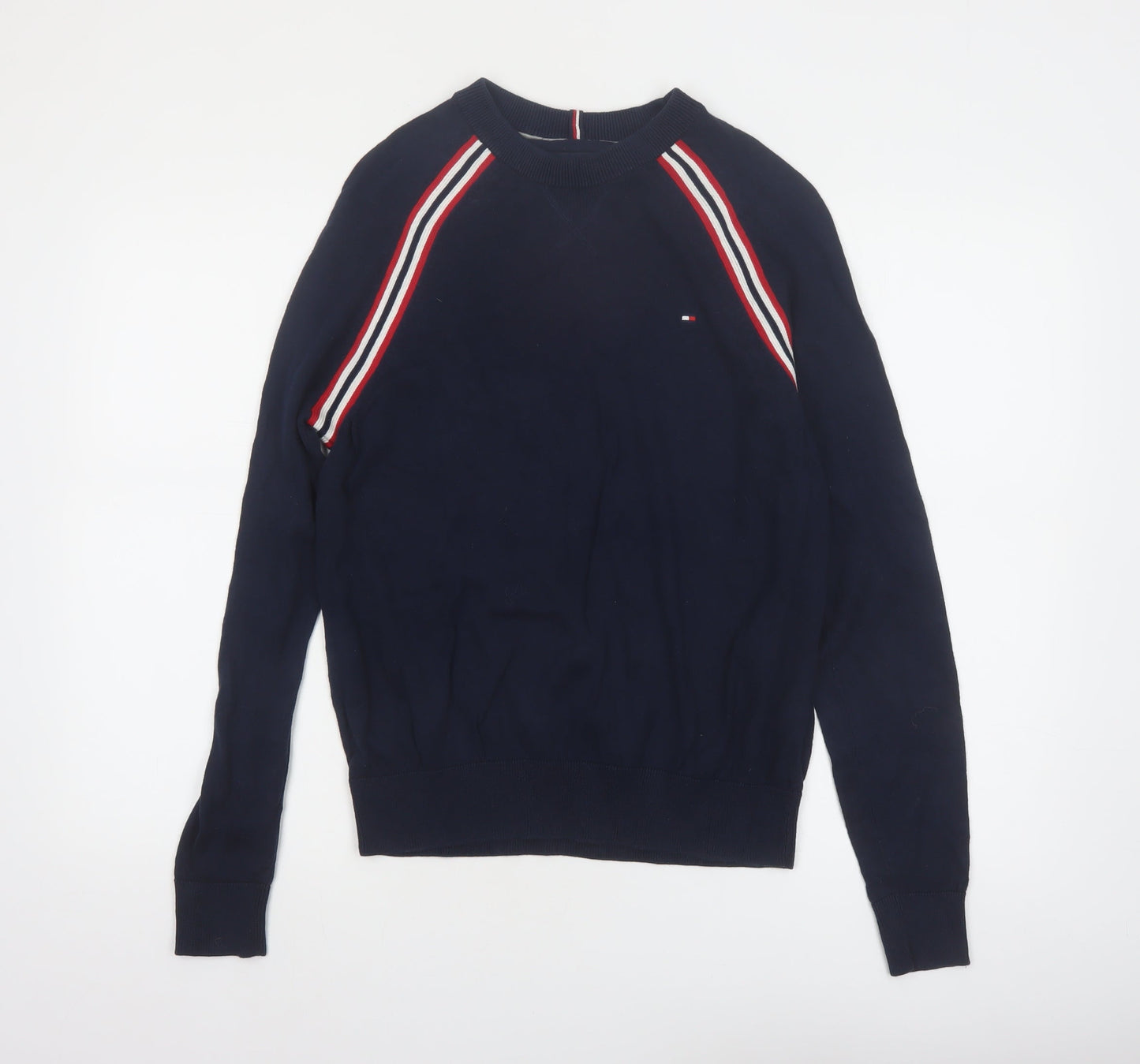 Tommy Hilfiger Men's Blue Cotton Crew Neck Pullover Jumper S