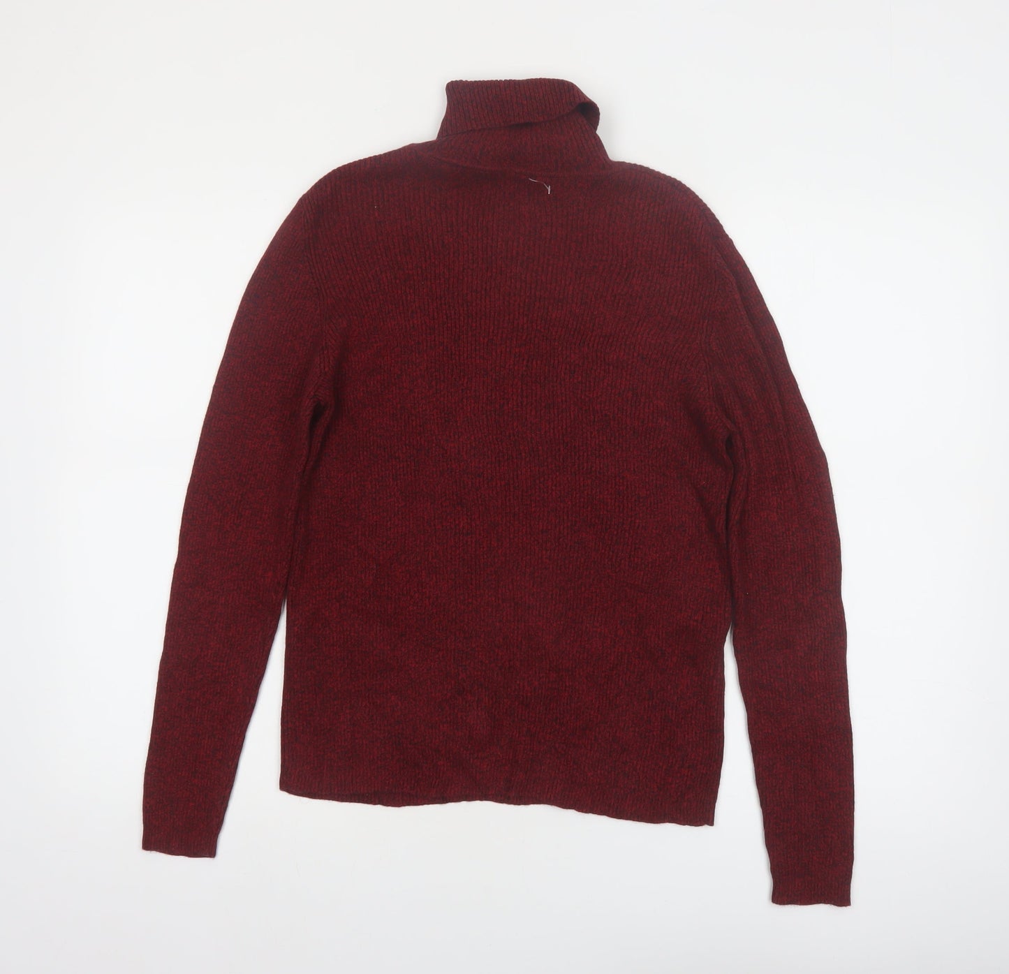 Karen Scott Women Red Roll Neck Cotton Jumper Size S Long Sleeve