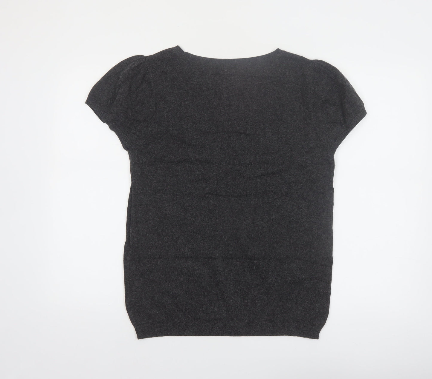 Marks and Spencer Women Charcoal Short Sleeve Jumper UK 12 Pullover
