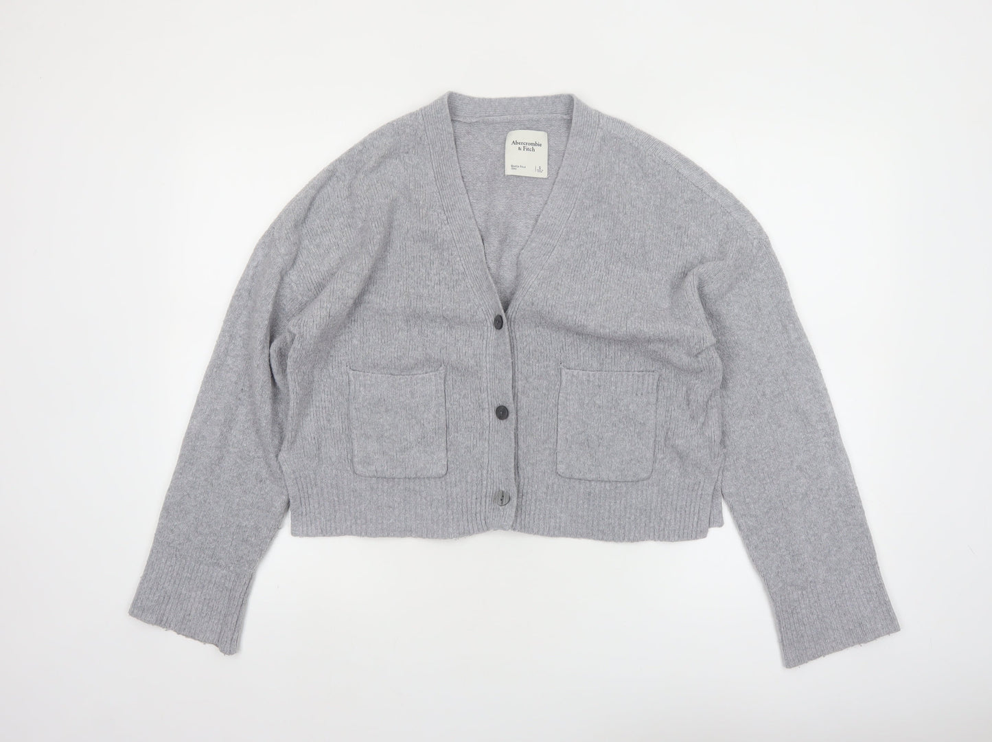 Abercrombie & Fitch Womens Grey Wool Blend V-Neck Cardigan Size S