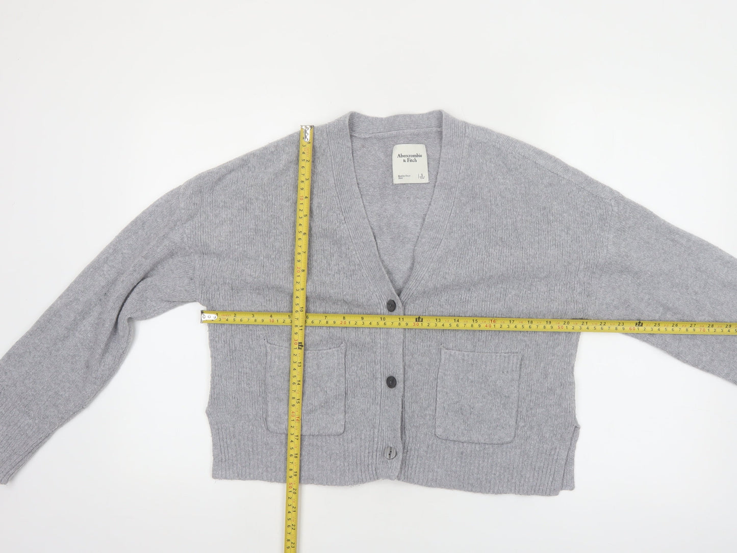 Abercrombie & Fitch Womens Grey Wool Blend V-Neck Cardigan Size S