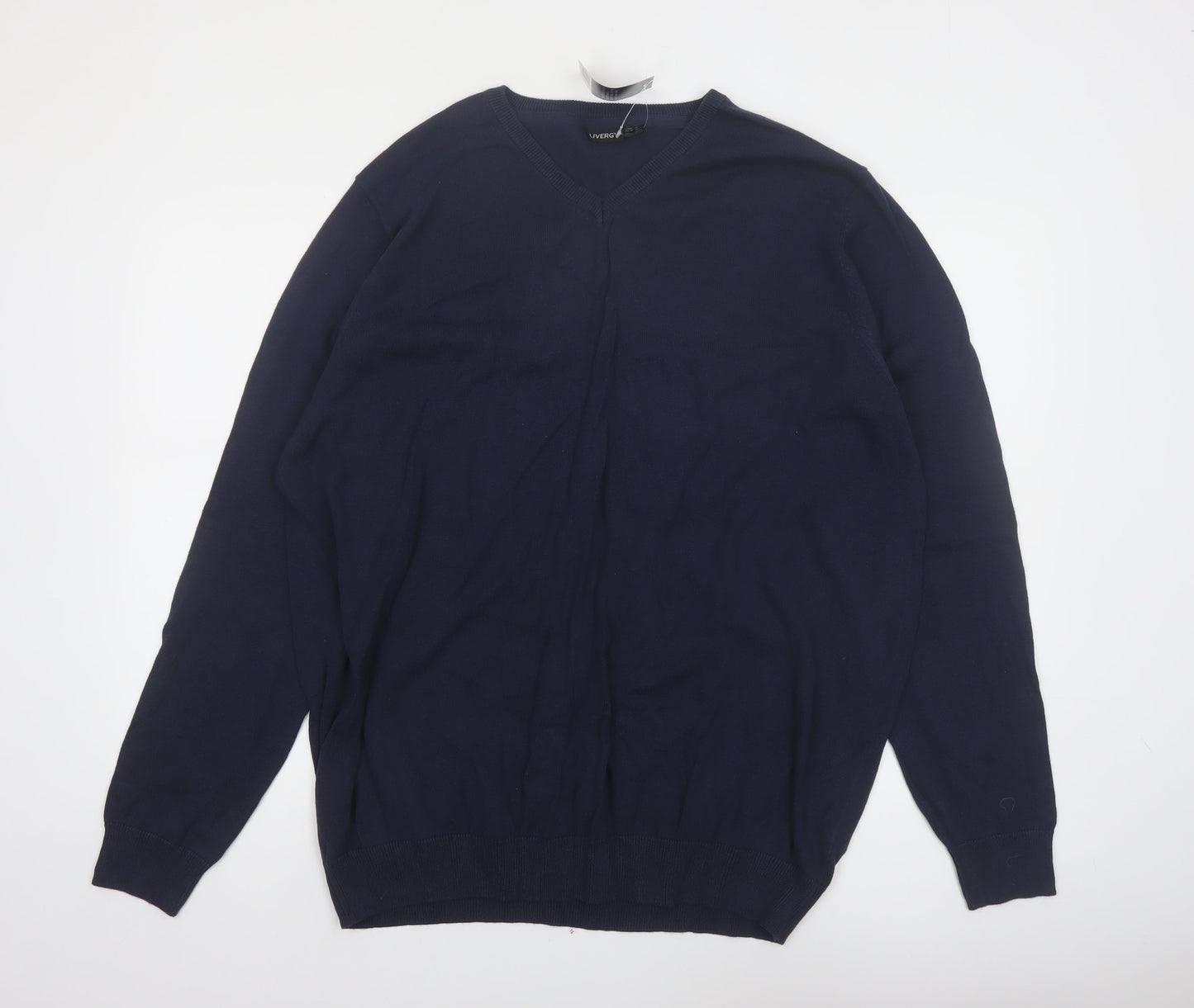 Livergy Men Blue 2XL Cotton V-Neck Pullover Jumper