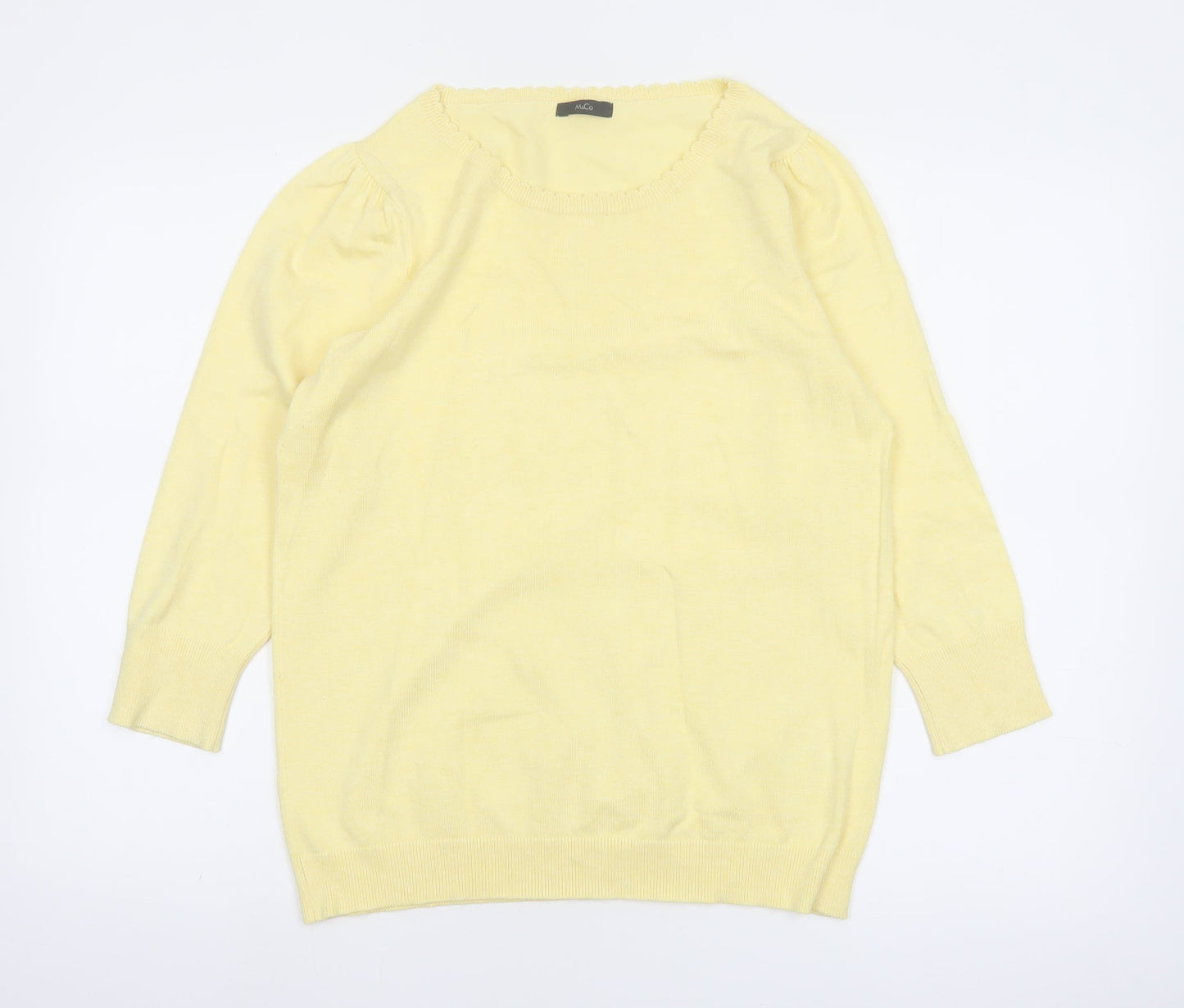 M&Co Women’s Yellow Viscose Knit Scoop Neck Pullover Jumper Size 14