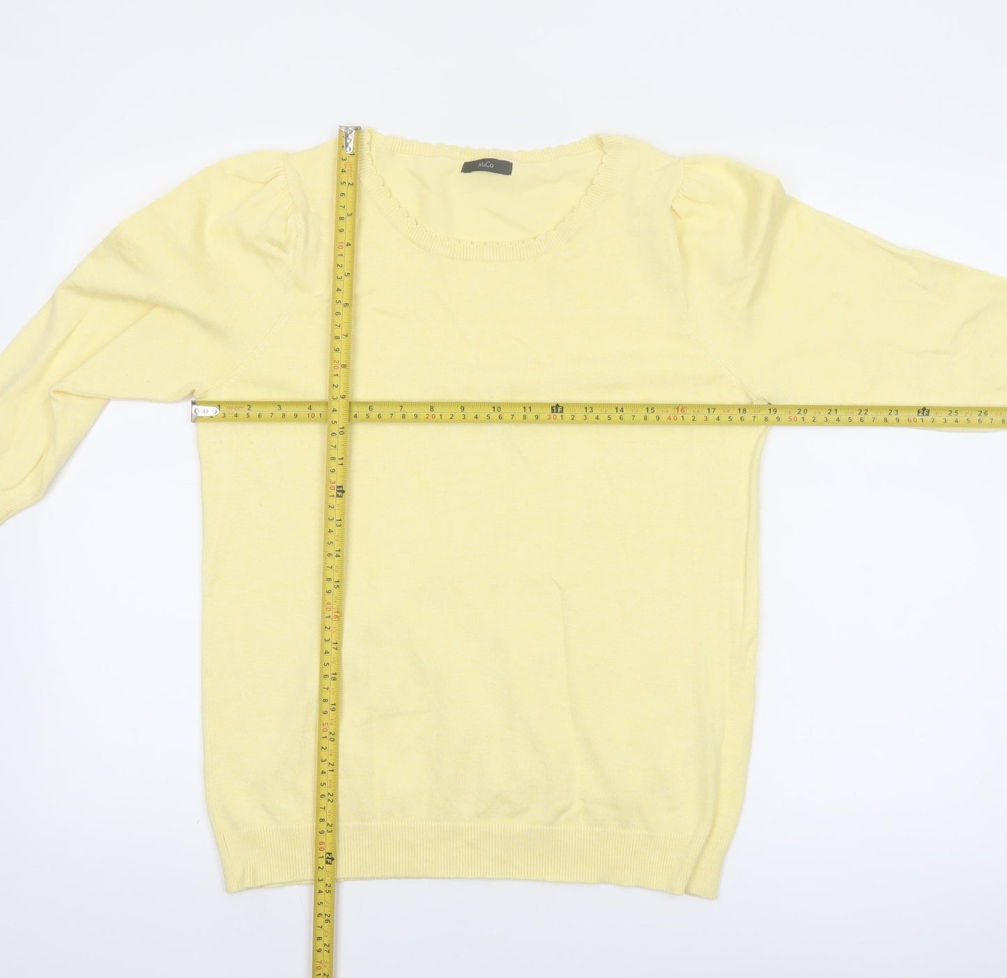 M&Co Women’s Yellow Viscose Knit Scoop Neck Pullover Jumper Size 14