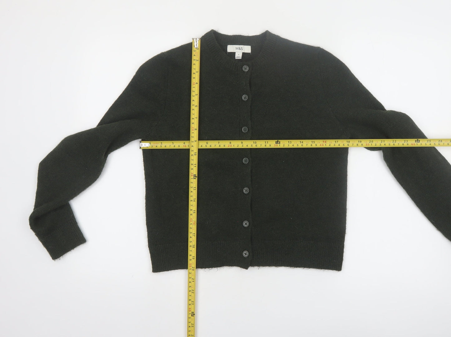 Marks and Spencer Women's Black Cardigan Jumper Small Knit Crew Neck