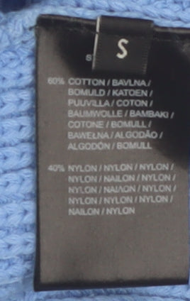 Paul Smith Women's Blue Chunky-Knit Cotton Blend Jumper Size S
