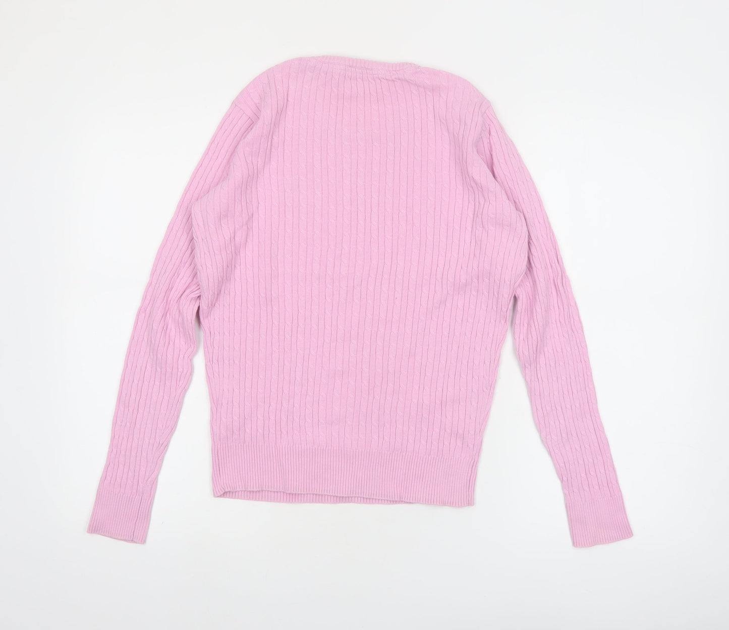 Crew Clothing Co. Women's Pink Cotton Cable Knit Jumper Size 12