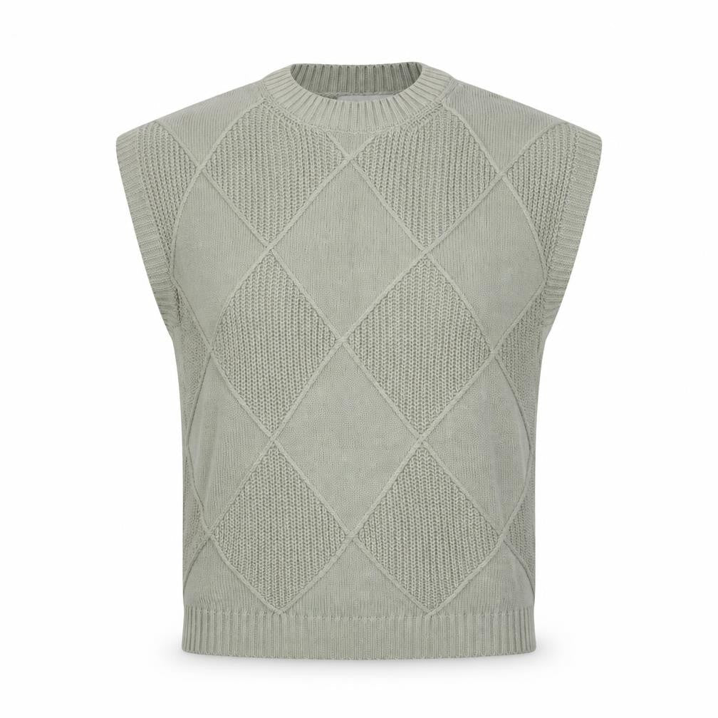 Marks & Spencer Womens Green Argyle Knit Sleeveless Vest M