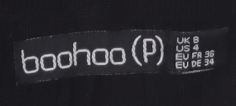 Boohoo Women's Black Petite Wide-Leg High Rise Trousers Size 8