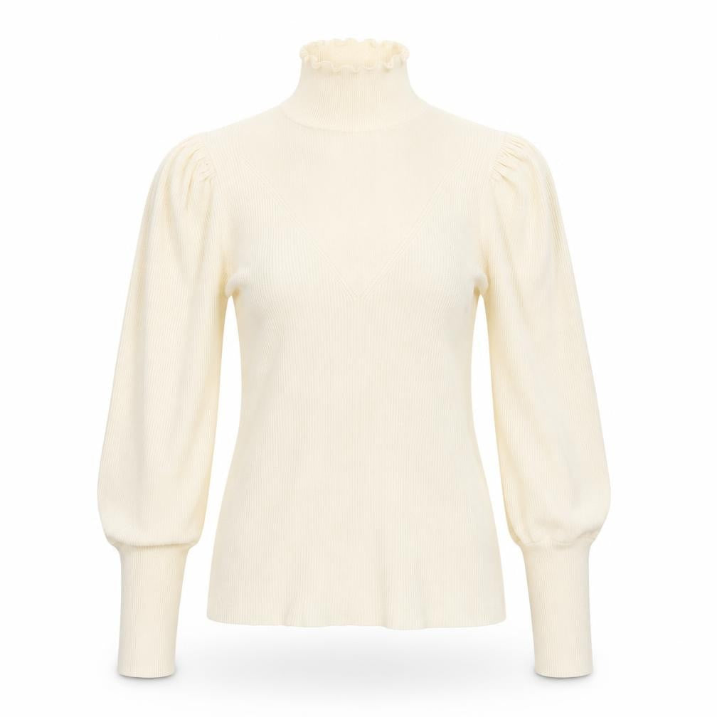 River Island Women’s Ivory Roll Neck Puff Sleeve Jumper Size 12