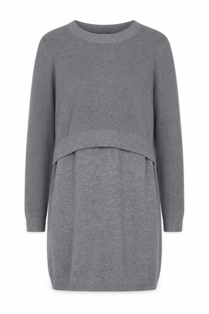 ASOS Women’s Grey Knit Jumper Dress Size 14 Long Sleeve