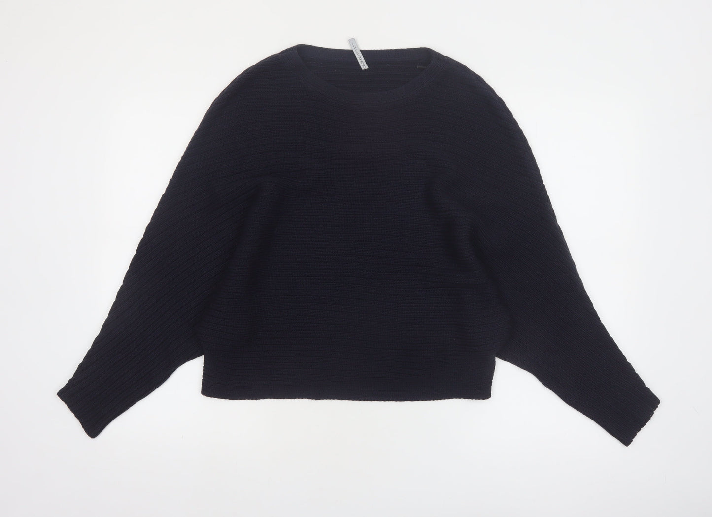 Capsule Women's Black Ribbed Knit Relaxed Pullover Jumper Size 12