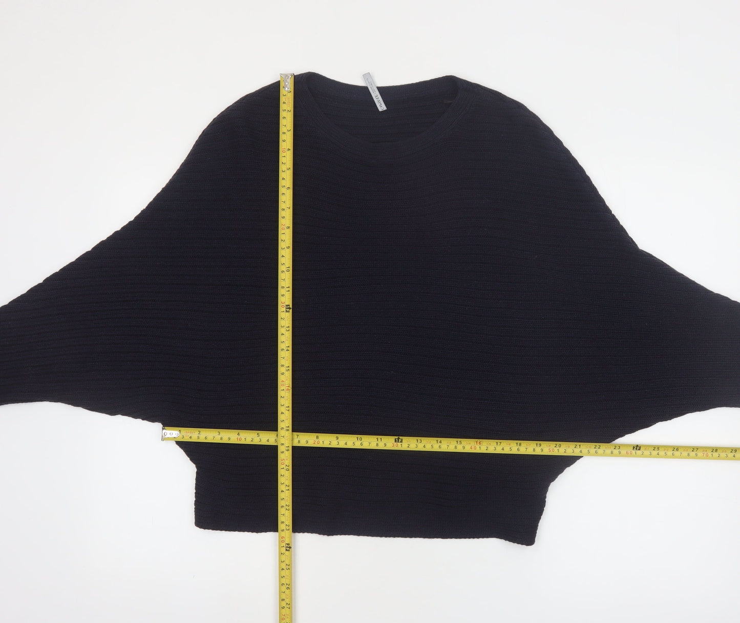 Capsule Women's Black Ribbed Knit Relaxed Pullover Jumper Size 12