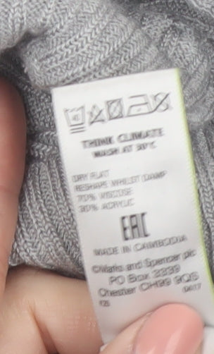 Marks and Spencer Women’s Grey V-Neck Ribbed Knit Jumper Size 16