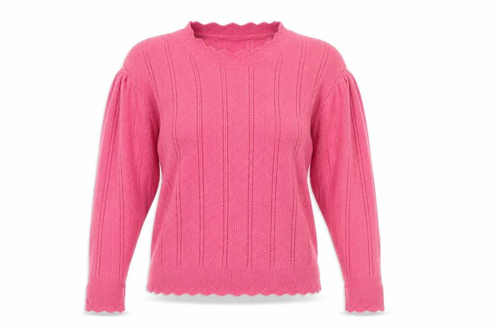Marks & Spencer Women Pink Size 14 Cable Knit Wool Blend Jumper