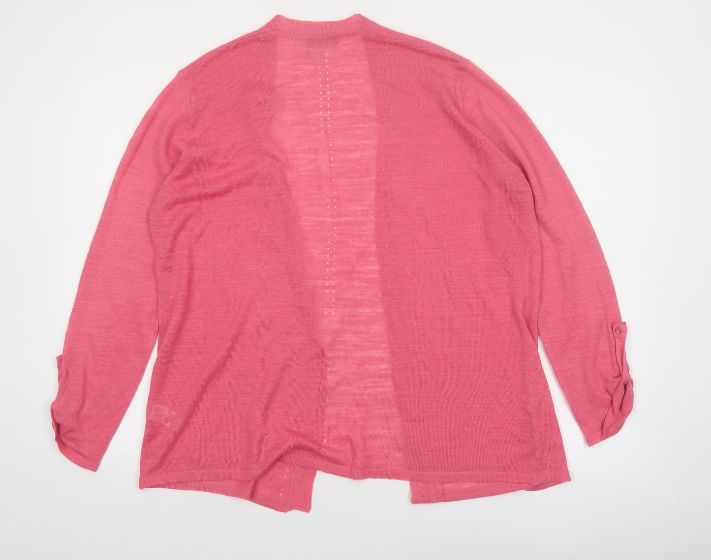 M&Co Women’s Pink Open Knit Linen Blend Cardigan Size 16