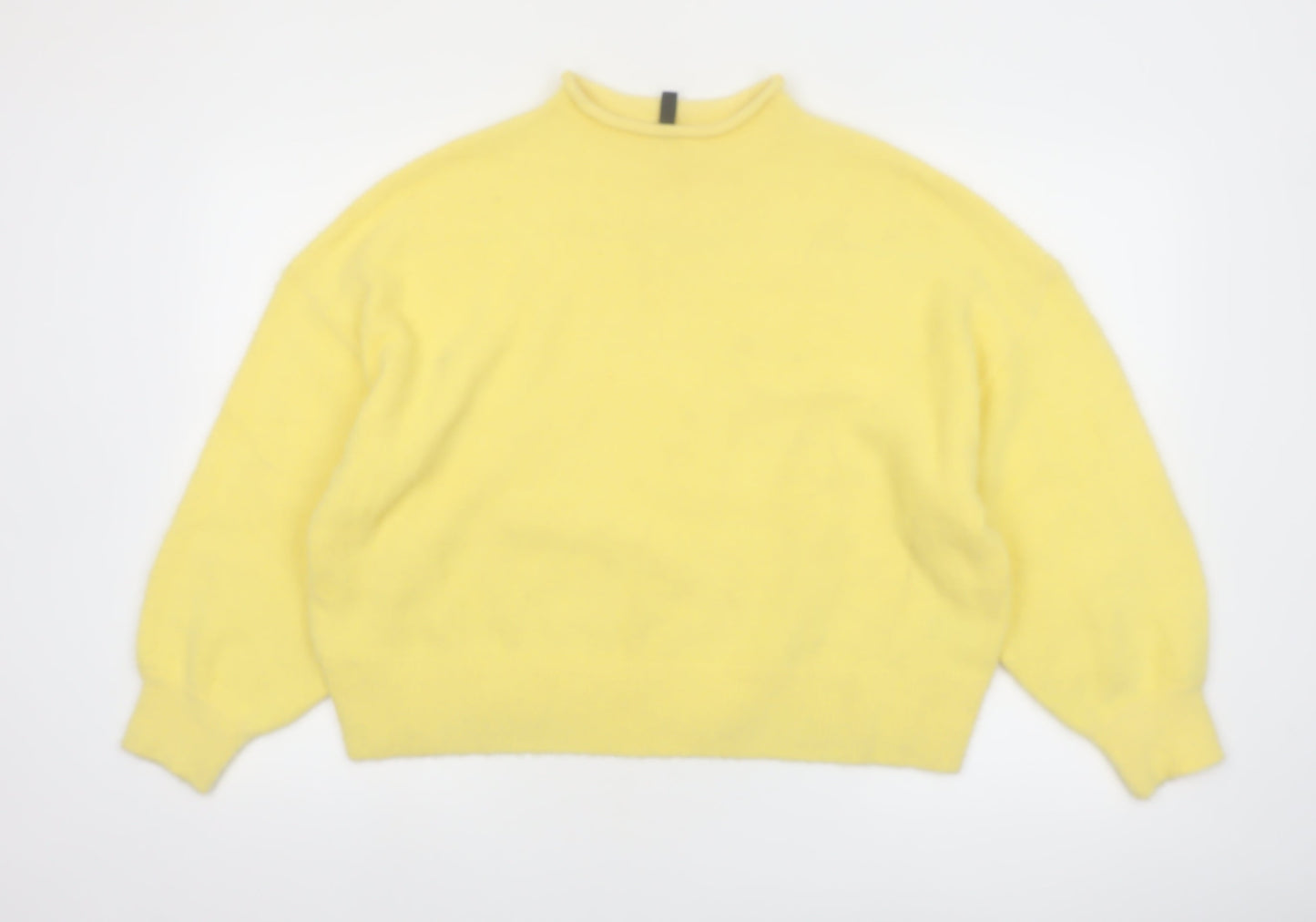 H&M Divided Women’s Yellow Mock Neck Relaxed Knit Jumper Size 14