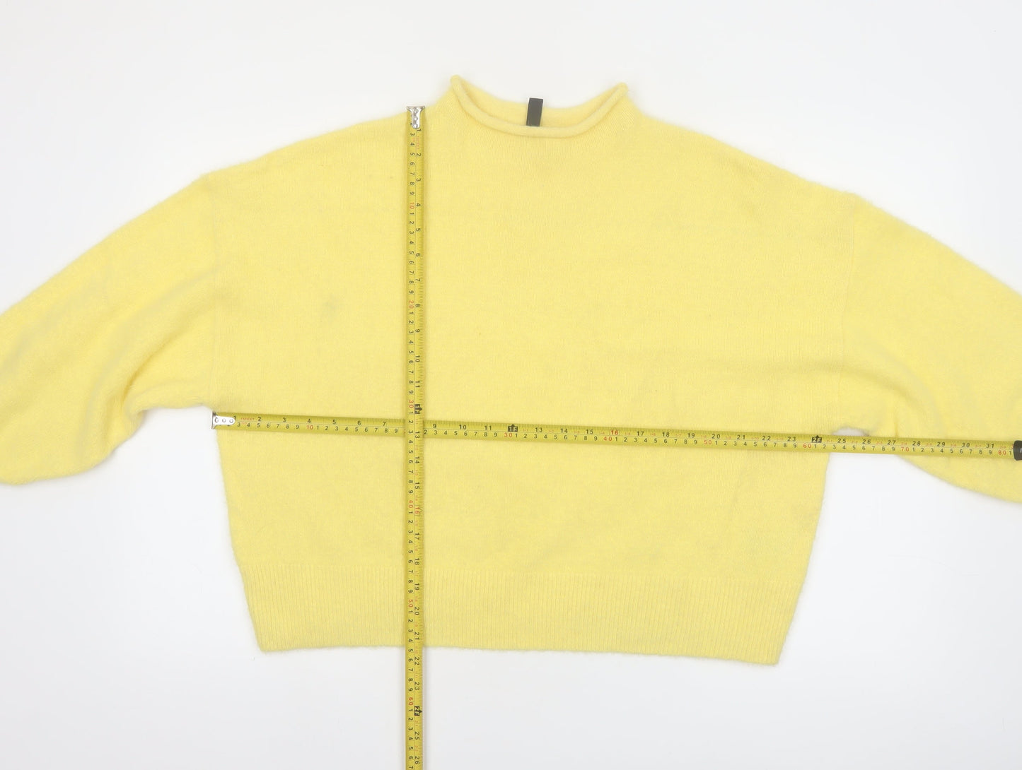 H&M Divided Women’s Yellow Mock Neck Relaxed Knit Jumper Size 14