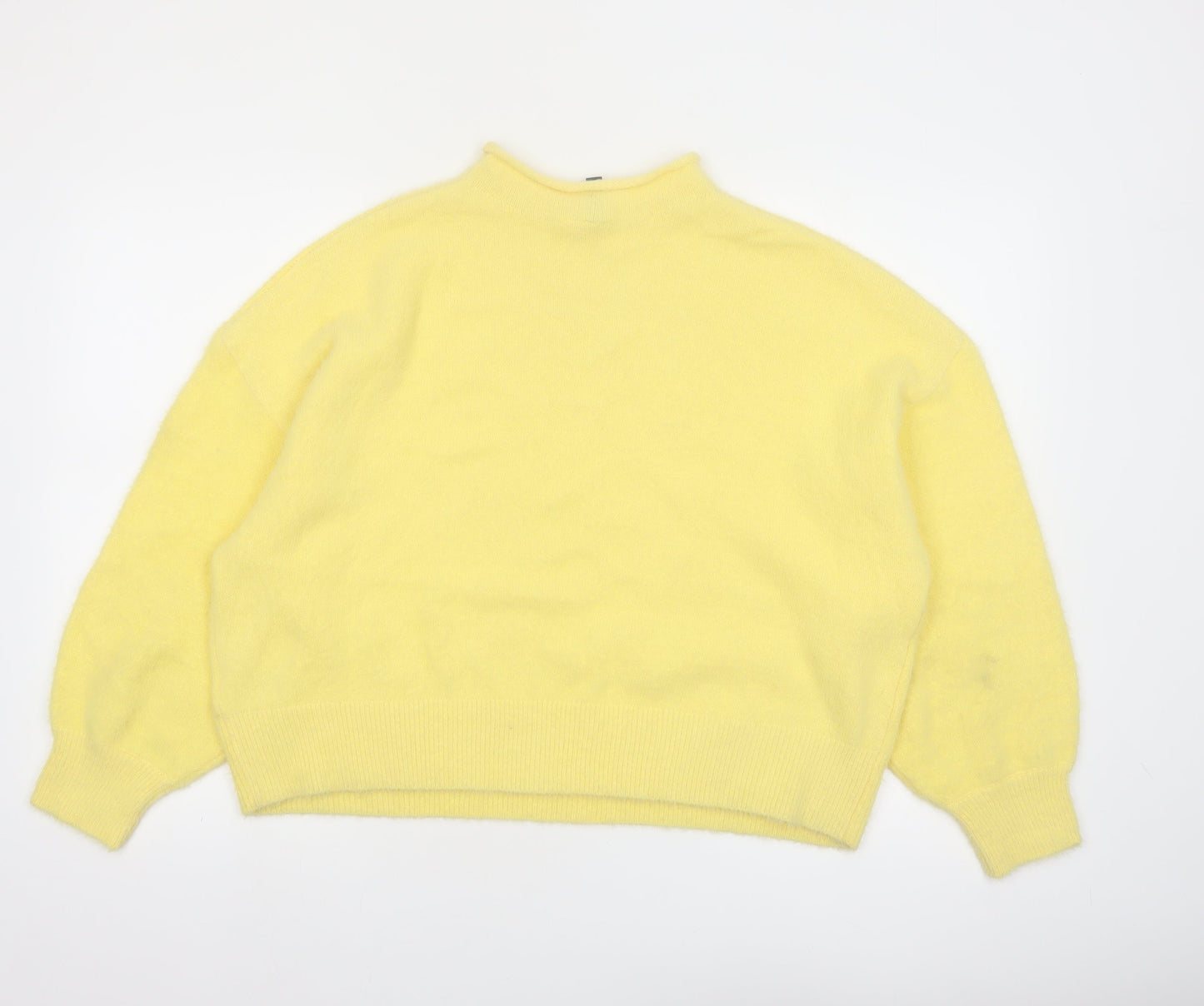 H&M Divided Women’s Yellow Mock Neck Relaxed Knit Jumper Size 14