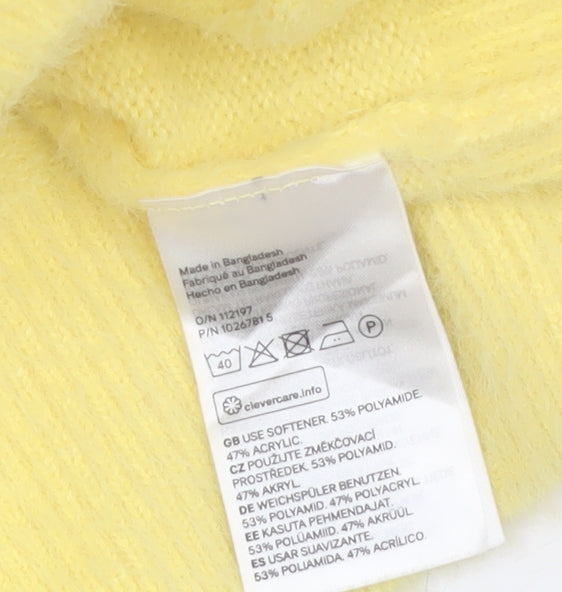 H&M Divided Women’s Yellow Mock Neck Relaxed Knit Jumper Size 14