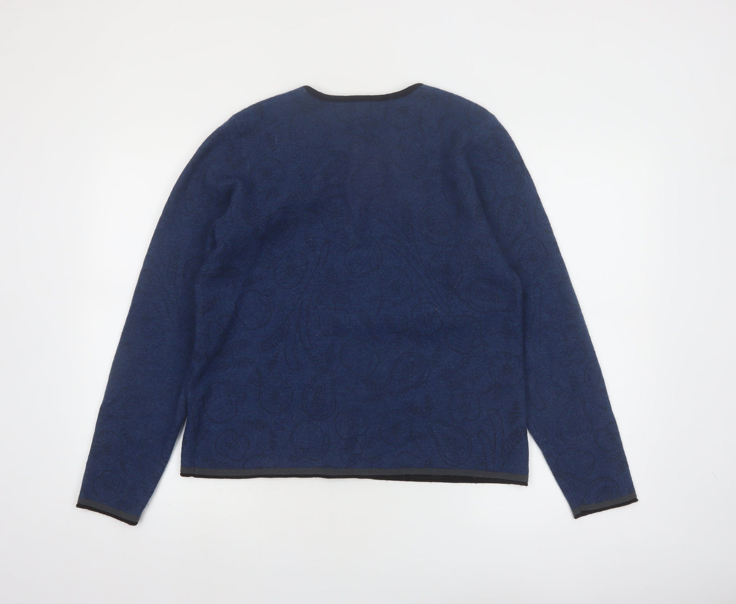 Gudrun Sjödén Women Blue Wool Cardigan M Round Neck Button Knit