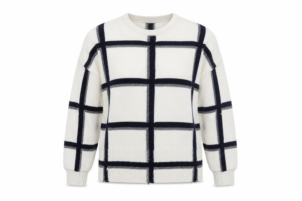Marks & Spencer Autograph Women’s White Check Merino Wool Pullover Jumper M
