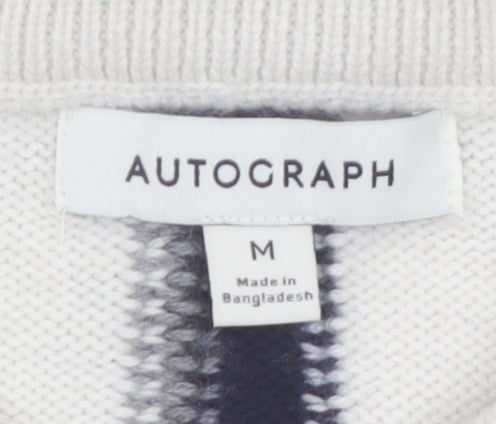 Marks and Spencer Autograph Women’s White Check Merino Wool Pullover Jumper M