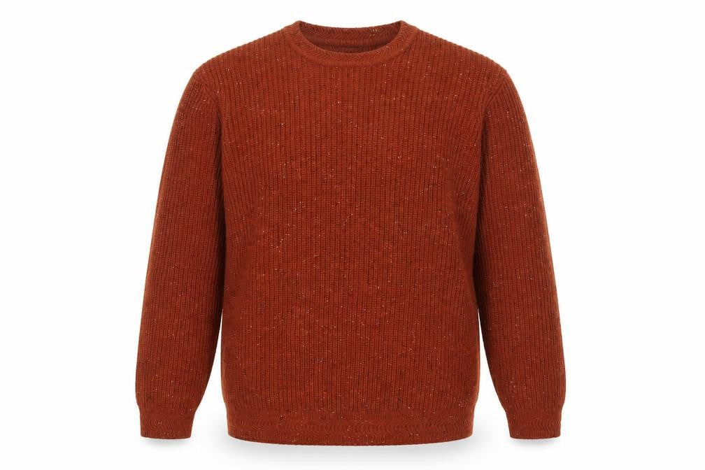 Kiabi Men's Brown 2XL Chunky Knit Wool Blend Pullover Jumper