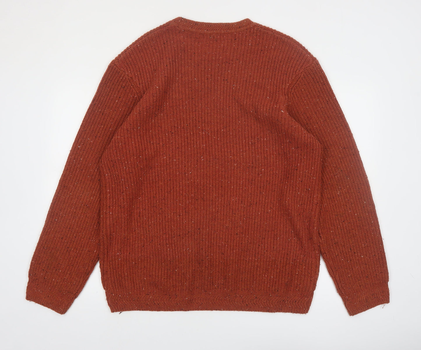 Kiabi Men's Brown 2XL Chunky Knit Wool Blend Pullover Jumper