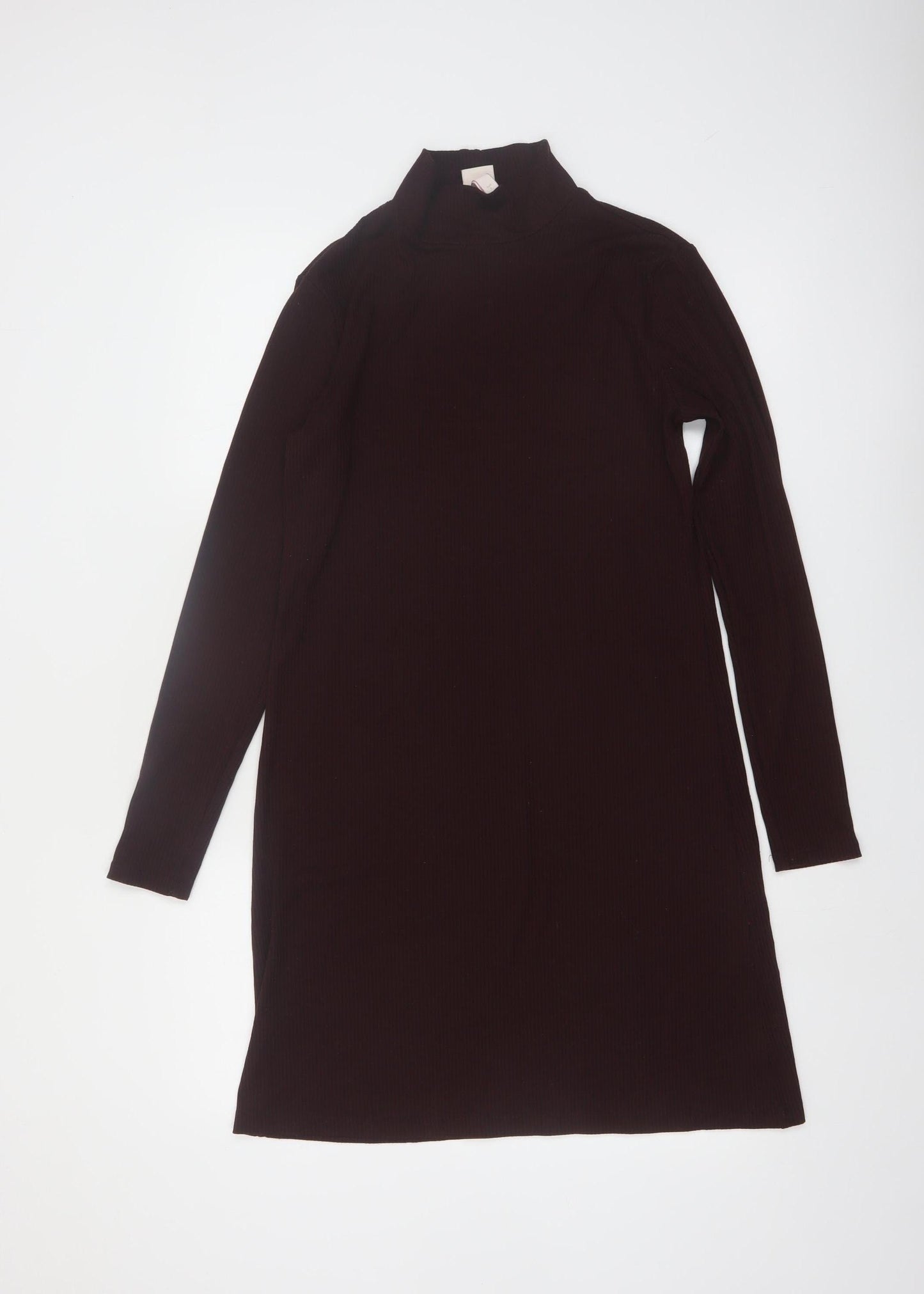H&M Women’s Brown Long Sleeve High Neck Shift Dress Size S