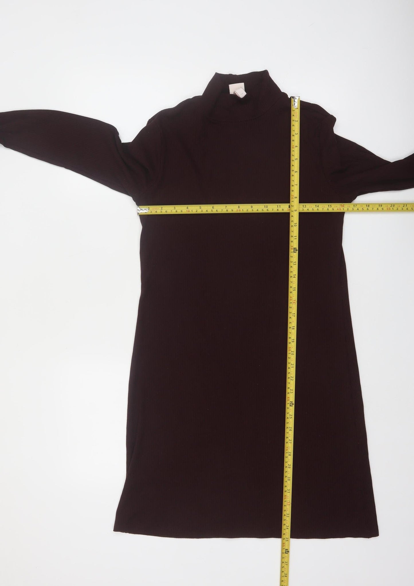 H&M Women’s Brown Long Sleeve High Neck Shift Dress Size S