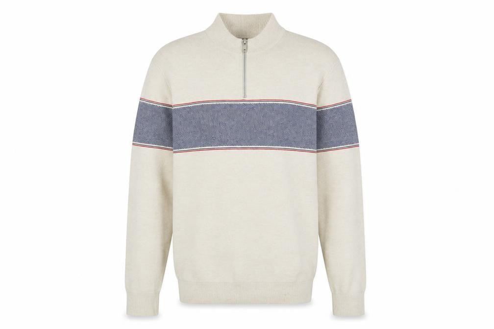 Marks & Spencer Men's Beige 1/2 Zip Cotton Blend Jumper M