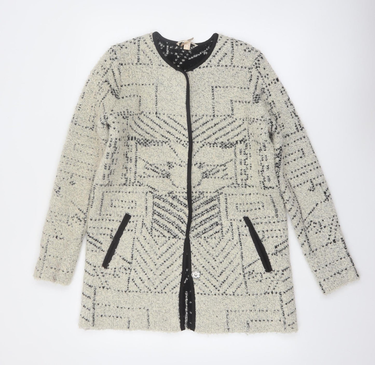 Esprit Women Beige Geometric Cardigan Wool Blend Size S