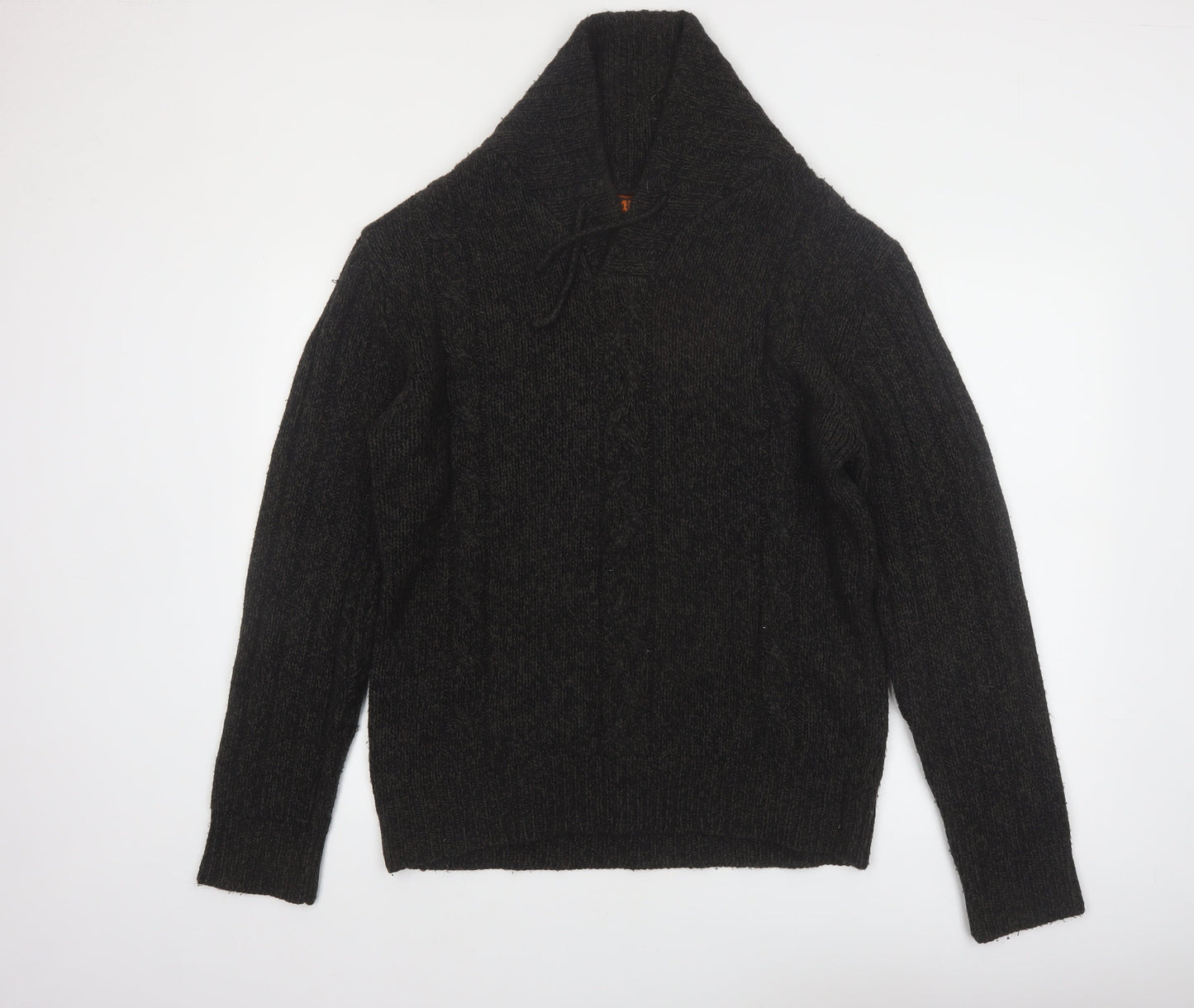 No Fear Men’s Black Cable-Knit Roll Neck Pullover Jumper Size L