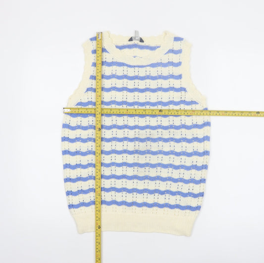 Joules Women’s Blue Striped Sleeveless Knit Tank Top UK 12