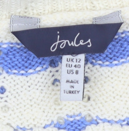 Joules Women’s Blue Striped Sleeveless Knit Tank Top UK 12