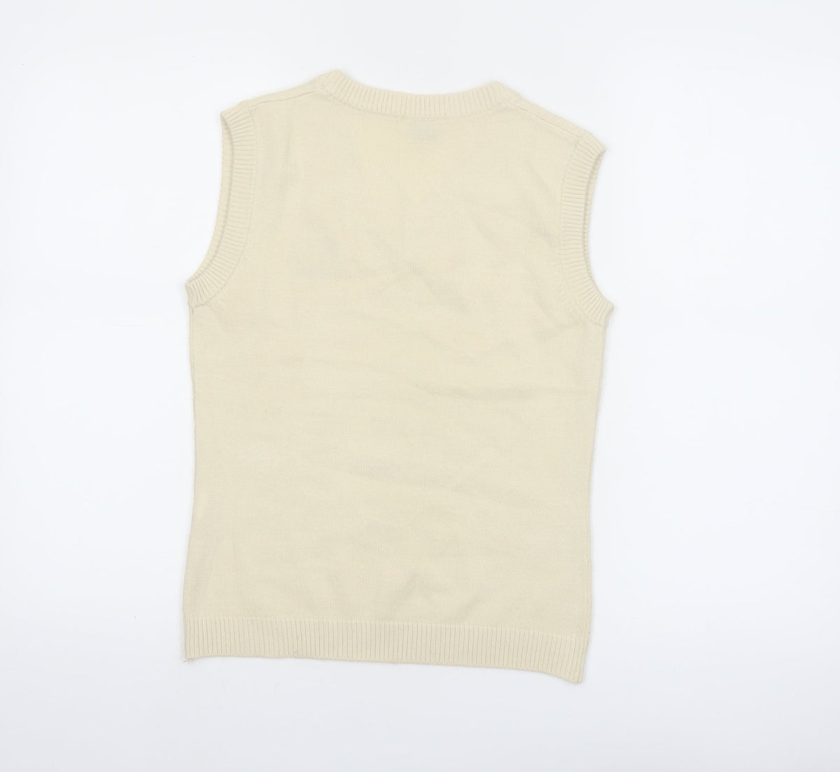 Disney Womens Beige Mickey Knit V-Neck Sleeveless Vest L