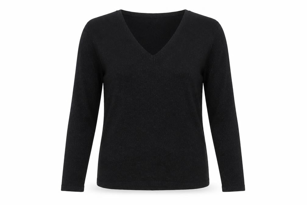 Style & Co Women's Black V-Neck Long Sleeve Pullover Jumper Size S