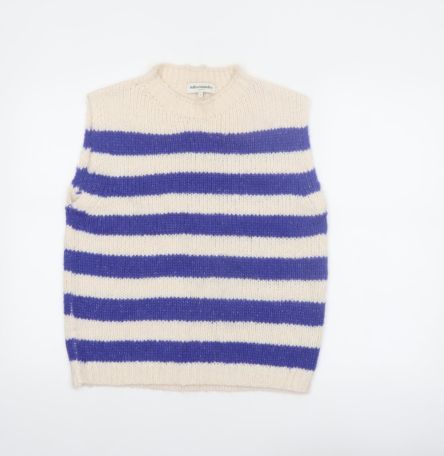 Lollys Laundry Womens Blue Striped Knit Vest Jumper M