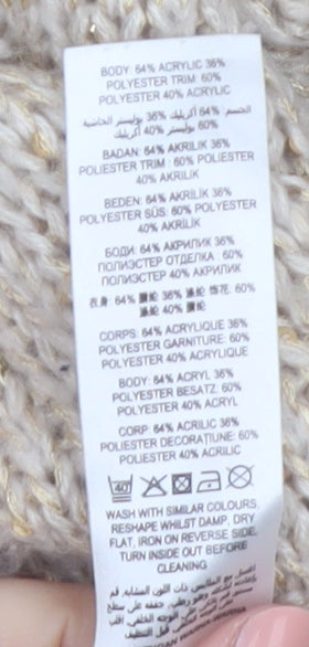 Debenhams Women’s Beige Sequin Knit Pullover Jumper Size 16