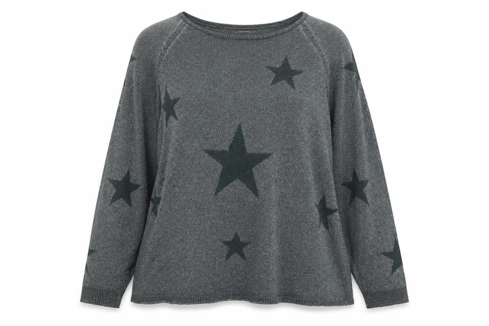 Vero Moda Womens Grey Star Knit Jumper XL Relaxed Fit Pullover
