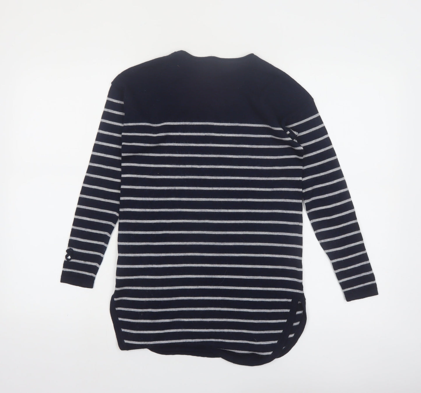 Kenar Women's Navy Striped Merino Wool Jumper XS Long Sleeve