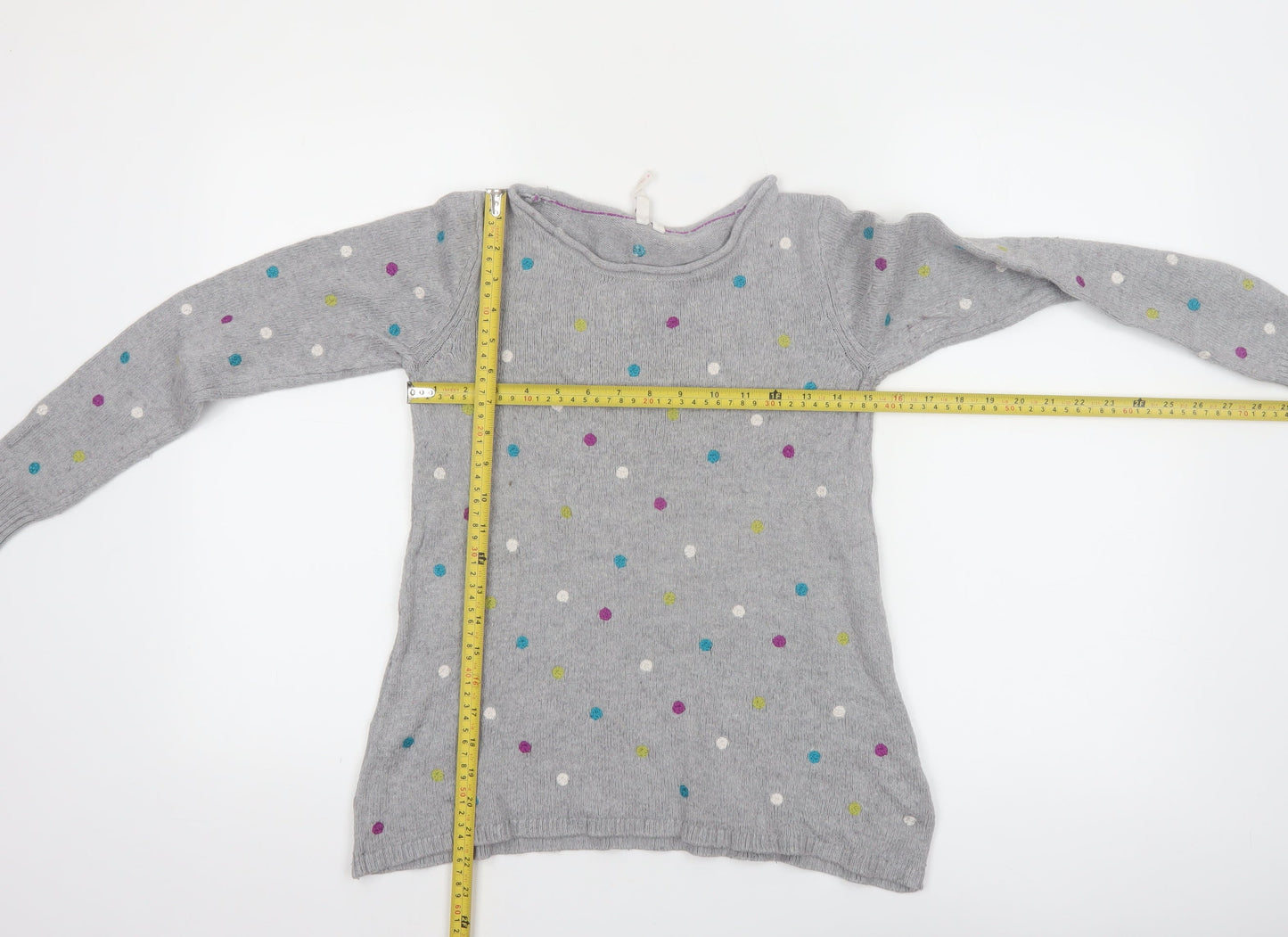 White Stuff Women’s Grey Polka Dot Alpaca Blend Jumper Size 8