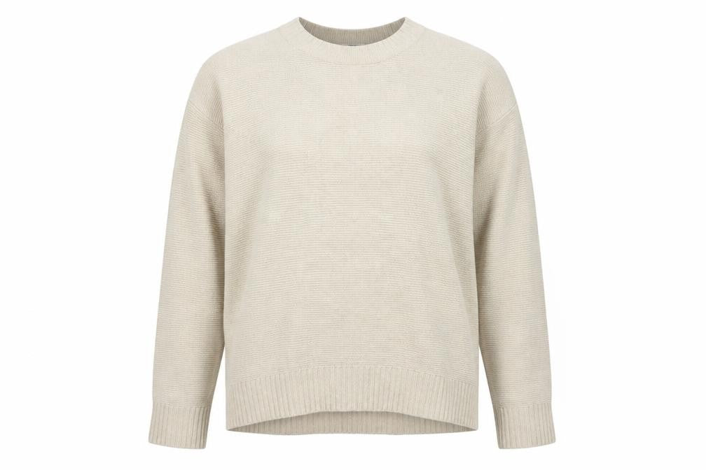 Uniqlo Women Beige Crew Neck Long Sleeve Knit Jumper M