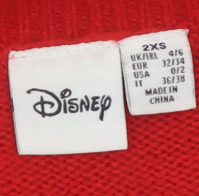 Disney Women’s Red Christmas Minnie Mouse Knit Jumper 2XS
