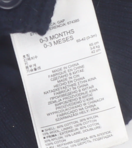 babyGap Unisex Black Geometric Knit Hooded Cardigan 0-3 Months